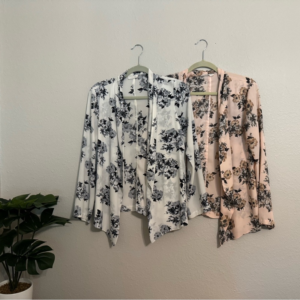 Lush Floral Open-Front Cardigans Set of 2